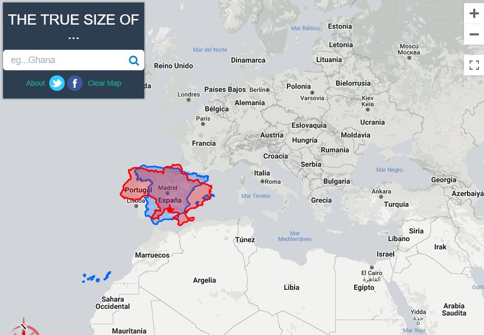 True Size: compara países por tamaños