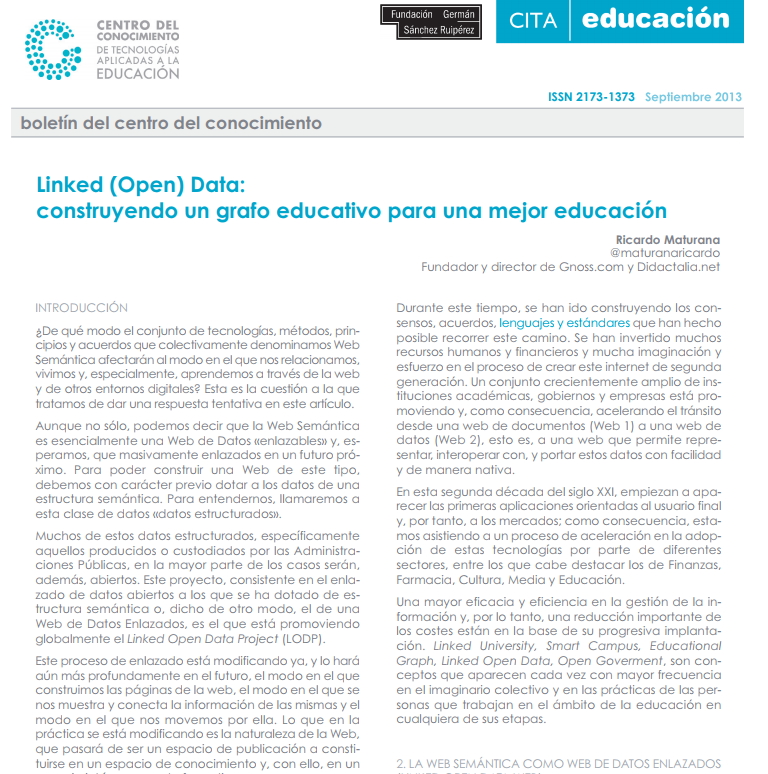 Articulo: Linked open data, construyendo un grafo educativo para una mejor educación