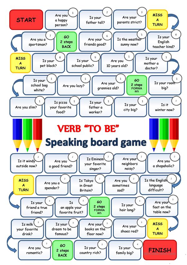 Verb TO BE: Speaking boardgame (iSLCollective) - Didactalia: material ...