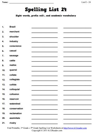 Week 24 Spelling Words (List E-24)
