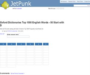Oxford Dictionaries Top 1000 English Words - 50 Start with D