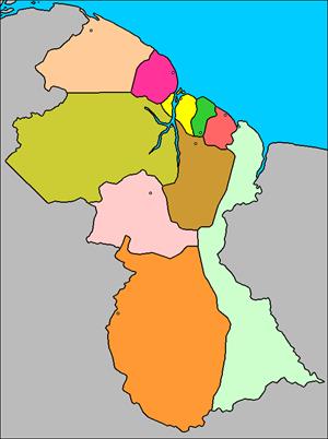 Mapa interactivo de Guyana: regiones y capitales (luventicus.org)