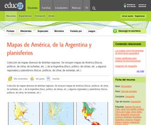 Mapas de América, de la Argentina y planisferios