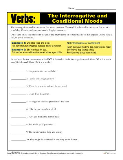Verbs: The Interrogative and Conditional Moods