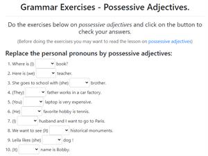 Grammar exercises - Possessive adjectives (myenglishpages)