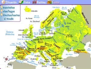Mapas físicos y políticos de Europa (e-junior.net)