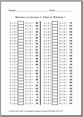 Ejercicios de tablas de multiplicar del 1 al 10 (neoparaiso.com)