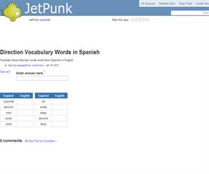 Direction Vocabulary Words in Spanish