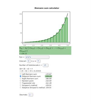 Riemann Sum calculator