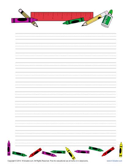 School Themed Lined Writing Paper