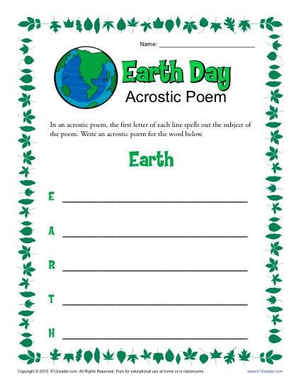 Earth Day Acrostic Poem