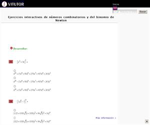 Ejercicios interactivos de números combinatorios y del binomio de Newton (Vitutor)
