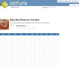 Baby Boy Names by Year Quiz