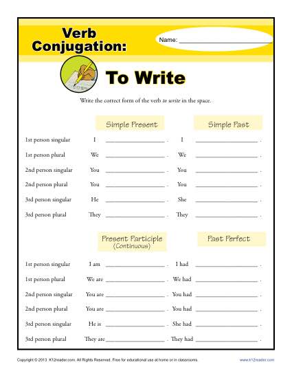Verb Conjugations: To Write