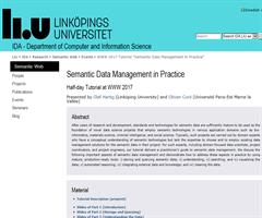 Semantic Data Management in Practice Half-day Tutorial at WWW 2017