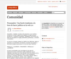 Prosumidor: "Una fuerte tendencia a la hora de hacer politica en la web 2.0". artepolitica.com, 1 septiembre de 2009;Alexis Maidana
