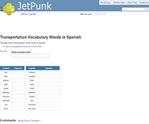 Transportation Vocabulary Words in Spanish