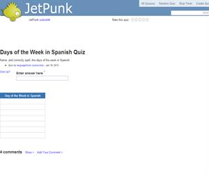 Days of the Week in Spanish Quiz