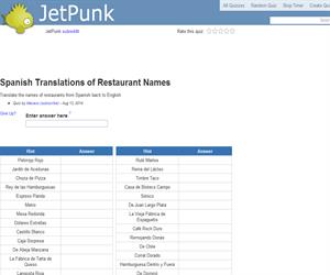 Spanish Translations of Restaurant Names