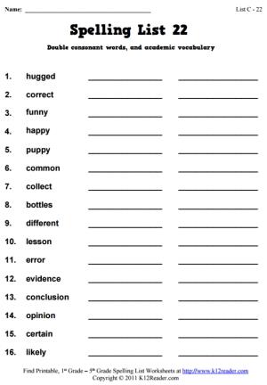 Week 22 Spelling Words (List C-22)