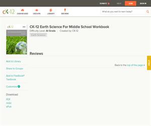 CK-12 Earth Science For Middle School Workboo? At grade