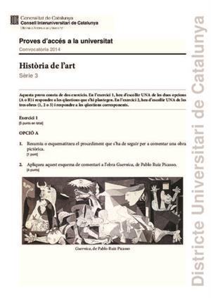 Examen de Selectividad: Historia del arte. Cataluña. Convocatoria Junio 2014