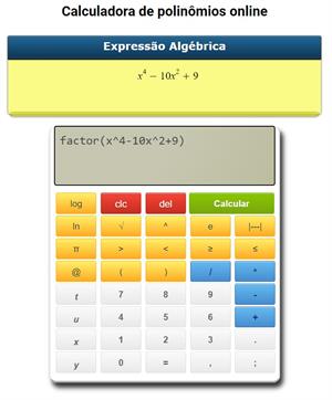 Calculadora de polinômios - multiplicação, divisão, subtração e fatore
