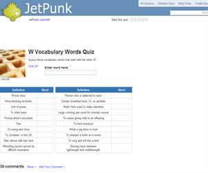 W Vocabulary Words Quiz