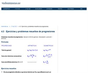 Ejercicios y problemas resueltos de progresiones (vadenumeros.es)