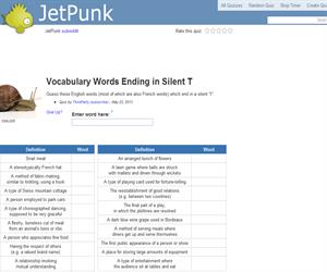 Vocabulary Words Ending in Silent T