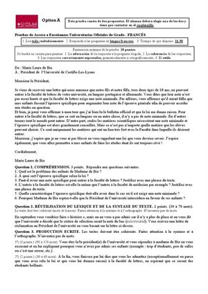 Examen de Selectividad: Francés. Castilla-La Mancha. Convocatoria Septiembre 2013