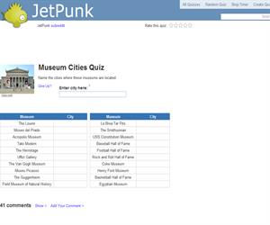 Museum Cities Quiz