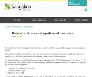 Reduced and canonical equations of the conics