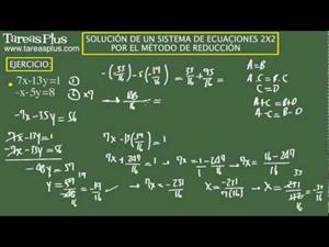 Solución sistema de ecuaciones 2x2 método de reducción. Ejercicio 4 de 15 (Tareas Plus)