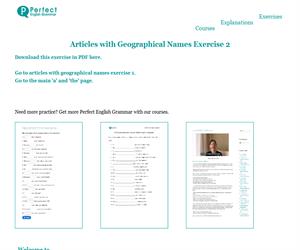 Articles with Geographical Names Exercise 2