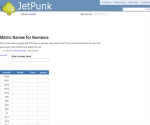 Metric Names for Numbers
