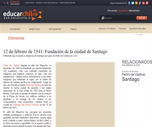 Efeméride fundación de Santiago (Educarchile)