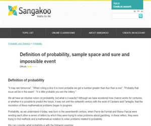Definition of probability, sample space and sure and impossible event