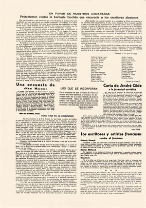 En favor de nuestros camaradas. Artículo de Rafael Alberti|Manuel Altolaguirre|Federico García Lorca (Revistas de la Edad de Plata)