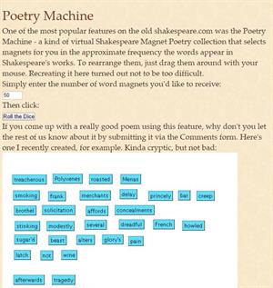Poetry Machine: create your own Shakespearean poetry