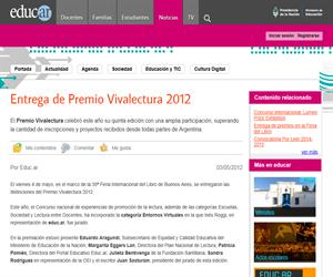 Entrega de Premio Vivalectura 2012