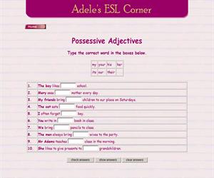 Possessive adjectives (adelescorner)