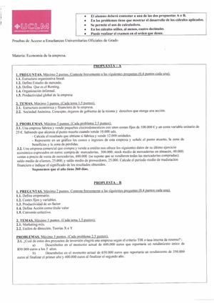 Examen de Selectividad: Economía. Castilla-La Mancha. Convocatoria Septiembre 2013