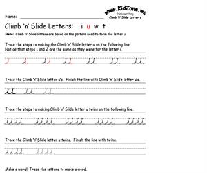 Cursive Handwriting Worksheet for the Letter u (Educarchile)
