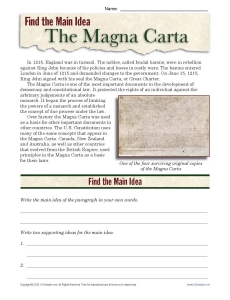Find the Main Idea: The Magna Carta