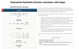 Polynomial Synthetic Division calculator