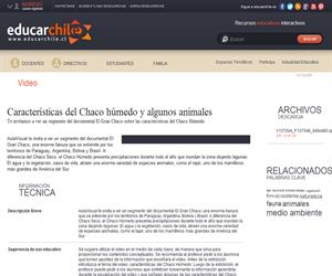 Características del Chaco húmedo y algunos animales (Educarchile)