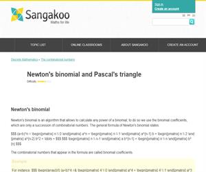 Combinatorial numbers: Newton's binomial and Pascal's triangle