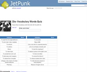 Dis- Vocabulary Words Quiz