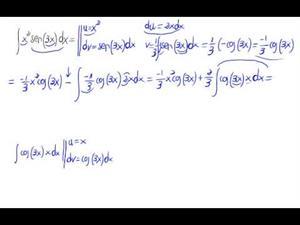 Integral por partes (polinomio grado 2 por rigonométrica)